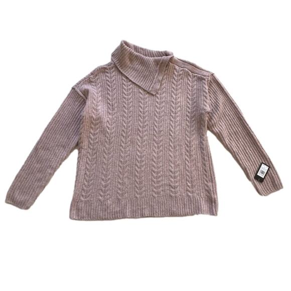 Verve Ami Womens Pink Split Shawl Cowl Neck Soft Cable Knit Tunic Sweater XL NEW - Picture 12 of 12